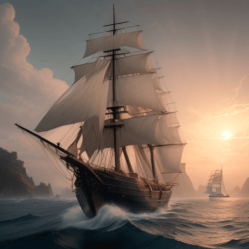 AI generated: Photo of a ultra realistic sailing ship, dramatic light, pale sunrise, cinematic lighting, battered,...
