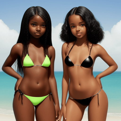 AI generated: two beautiful black girls in micro bikinis 14 years old