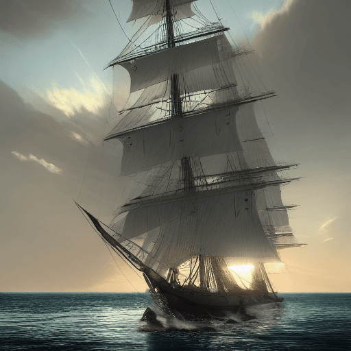 AI generated: Photo of a ultra realistic sailing ship, dramatic light, pale sunrise, cinematic lighting, battered,...