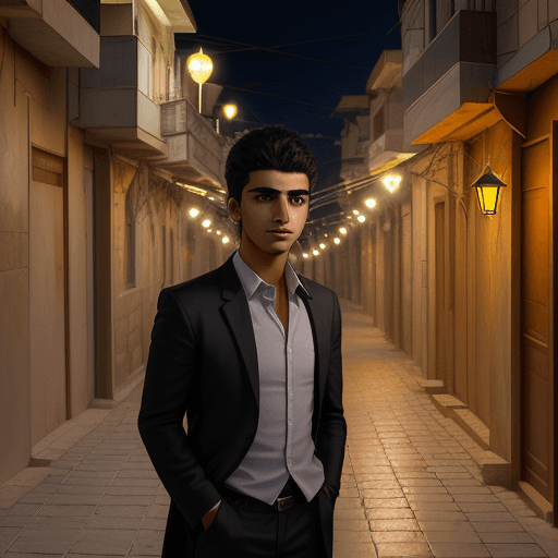 AI generated: Hyper realistic eye level exterior photo of a young kurdish man in tarlabaşı, istanbul midnight, str...