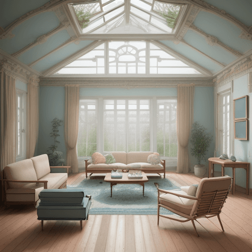 AI generated: High resolution photography interior design, dreamy sunken living room conversation pit, wooden floo...