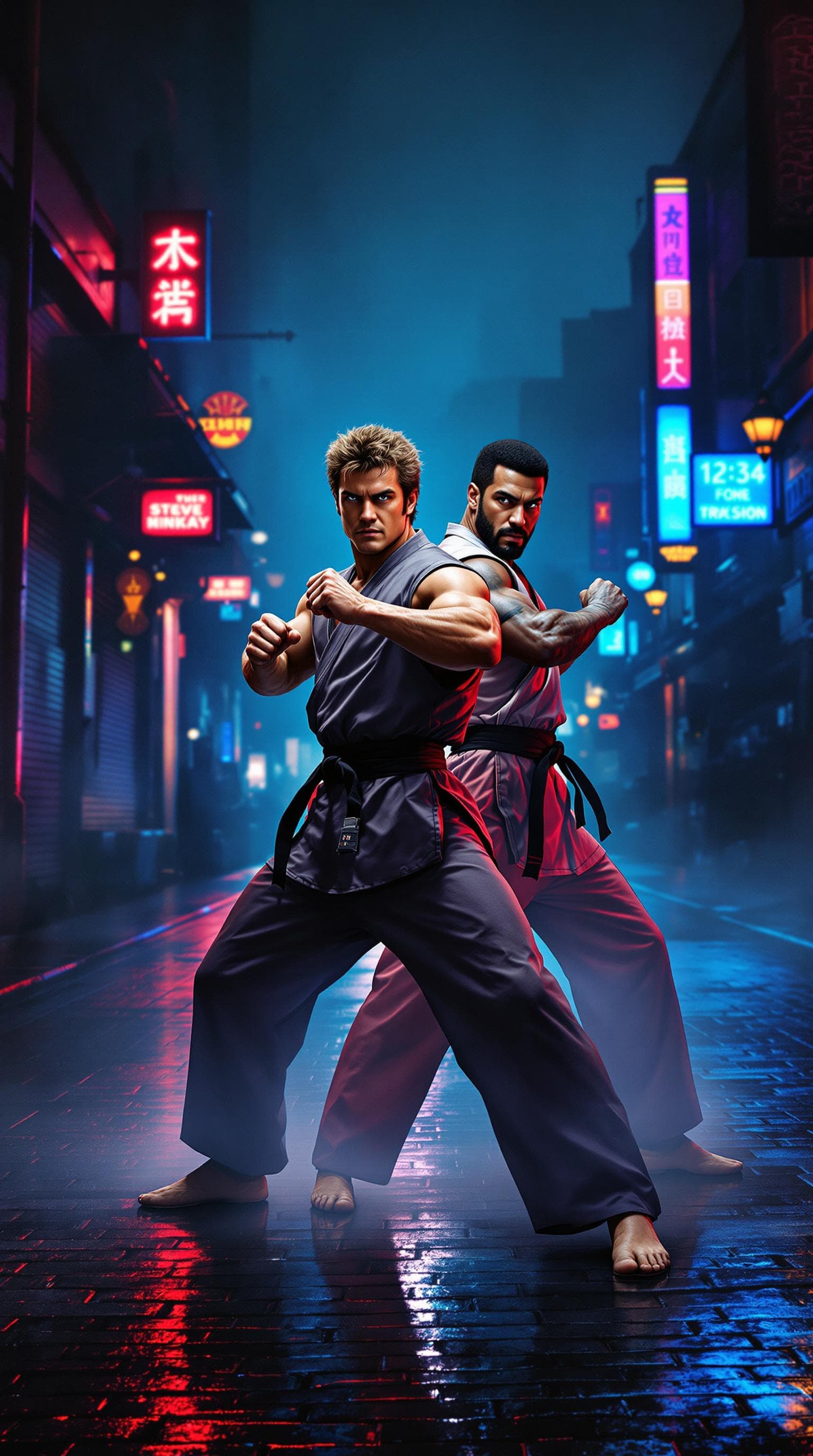 AI generated: A hyperrealistic 80s-style cinematic poster design for American Ninja 2: The Confrontation. The post...