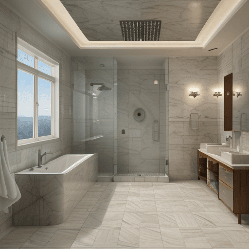 AI generated: high resolution photography interior design,4k,8k,corona 9,3ds max 2023,bathroom,shower,and only 1 t...