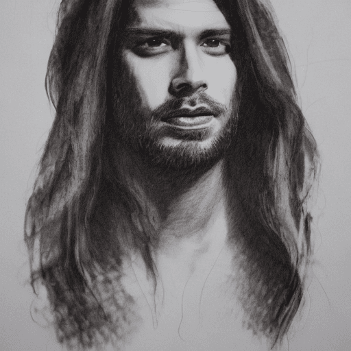 AI generated: hiperrealistic portrait, ink, Jonathan Naveda portrait isolated on white background