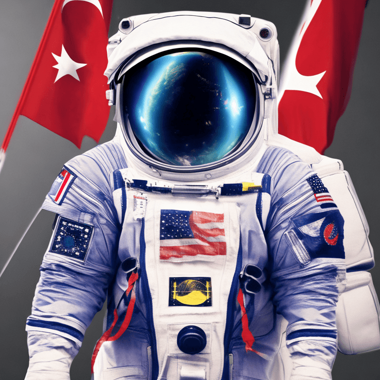 AI generated: Ralistic, ((Masterpiece, best quality)), cute cat in astronaut suite space, Turkish flag, Ultra-High...
