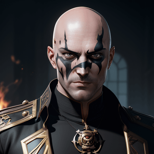 AI generated: male villain, bald,  full body portrait, face burned, highly detailed, detailed face, detailed eyes,...