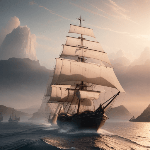 AI generated: Photo of a ultra realistic sailing ship, dramatic light, pale sunrise, cinematic lighting, battered,...