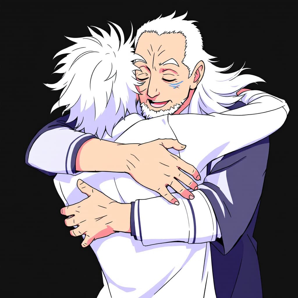 AI generated: Roy alphard hugging lye batenkaitos re:zero