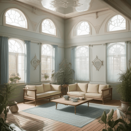 AI generated: High resolution photography interior design, dreamy sunken living room conversation pit, wooden floo...