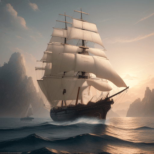 AI generated: Photo of a ultra realistic sailing ship, dramatic light, pale sunrise, cinematic lighting, battered,...