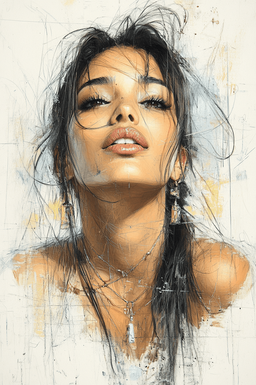 AI generated: drawing of a woman, in the style of kieron gillen, light gray, intense close-ups, i can't believe ho...
