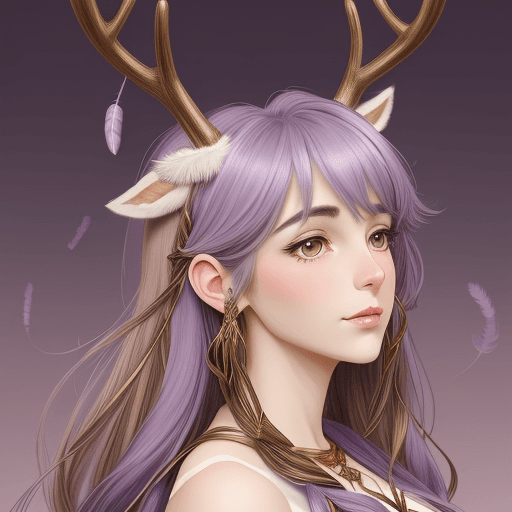 AI generated: Over The Shoulder of a face of a reindeer in a meadow with elegant ribbons, in the style of Lauren F...