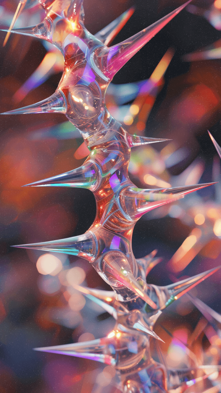 AI generated: a close up of a spike of spikes with transparent color, in the style of vray tracing, molecular, twi...