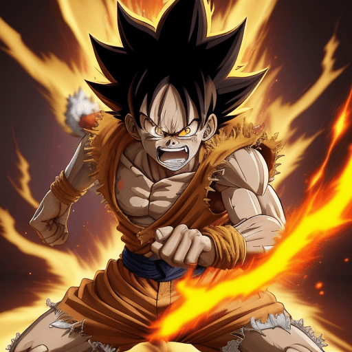 AI generated: "Artistically depict Monkey D. Luffy transformed into Super Saiyan 4, incorporating distinctive elem...