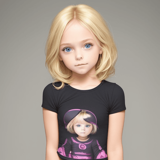 AI generated: 8 year old girl, beautiful, blonde hair, little girl, short tight clothes, cute face