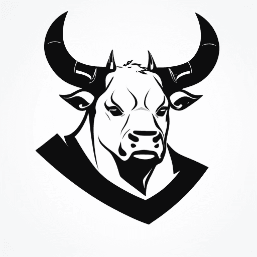 AI generated: simple minimal vector logo design, bull head, t shirt design, black vector on white background 