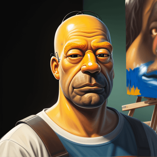 AI generated: Homer, realistic, paint, 
