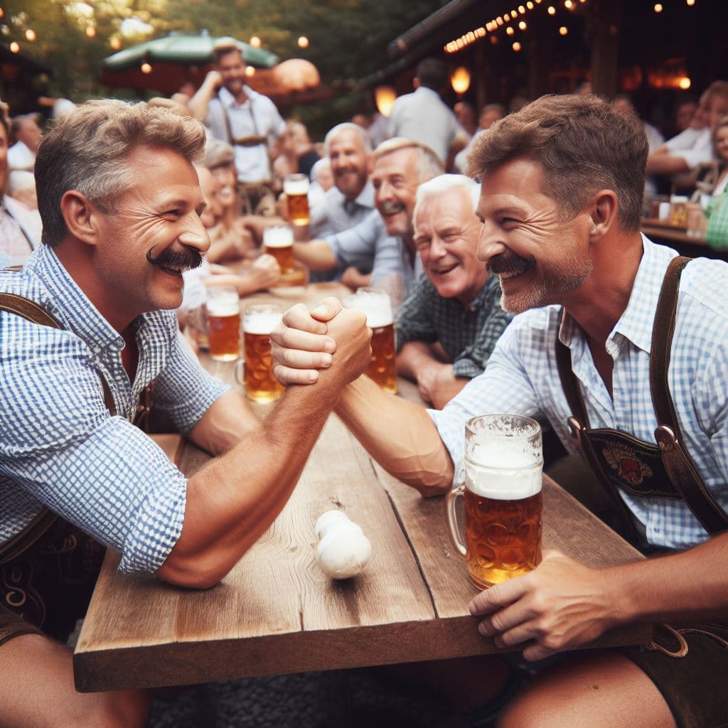 AI generated: Two Bavarians arm-wrestling