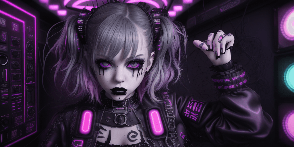 AI generated: 1girl, solo, detailed face, grey eyes, pop culture, Manic, Post-Punk, hard core, nightclub, ((deep))...