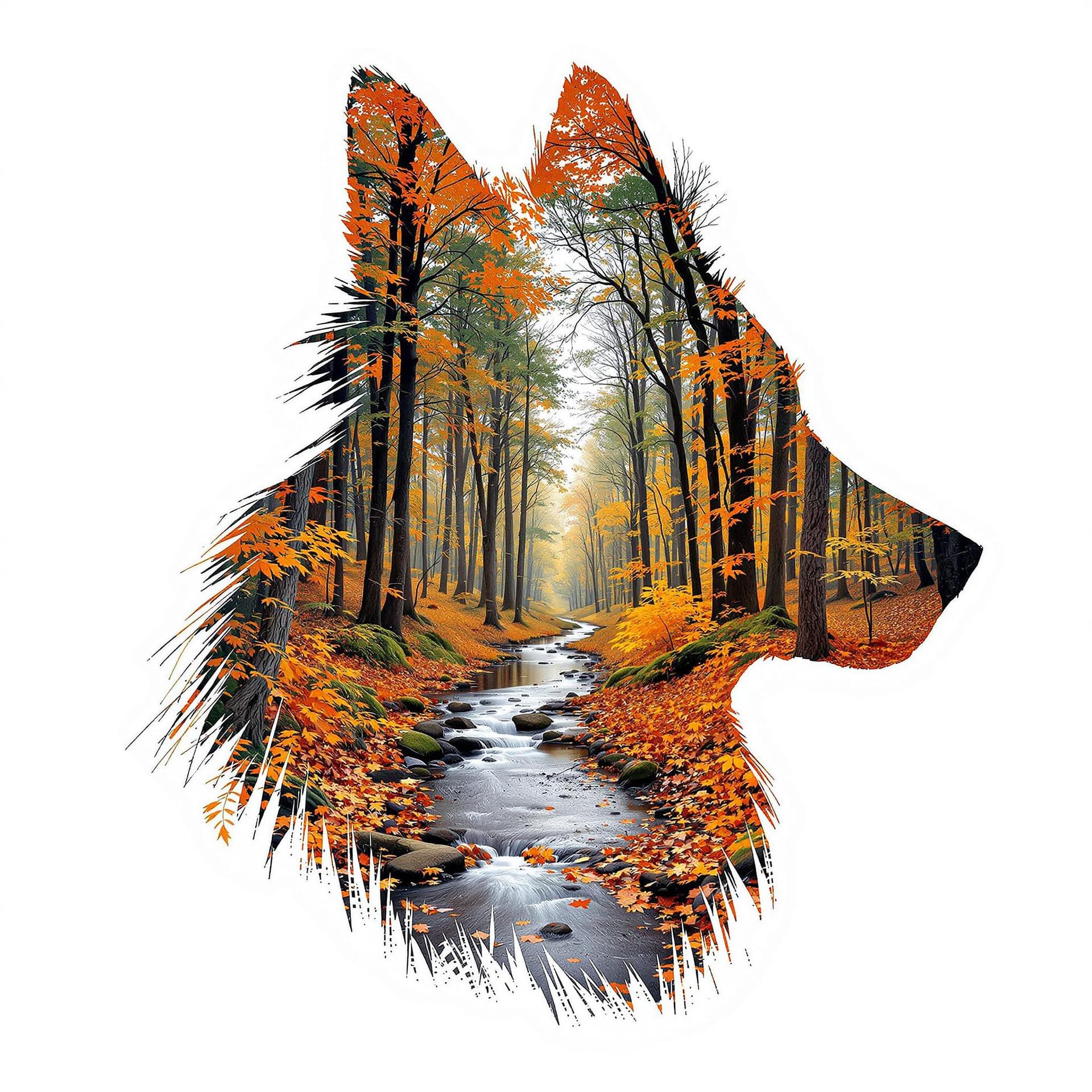 AI generated: 8K, highly detailed, high quality breathtaking double exposure illustration features a sheltie head ...