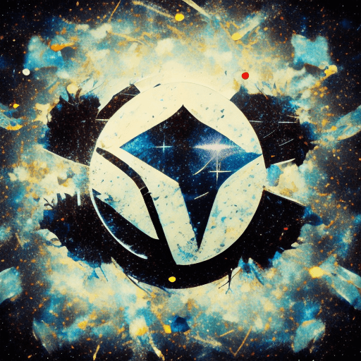 AI generated: black background, a splatter blue painted icon in, in the style of toonami, bold black outlines, cre...