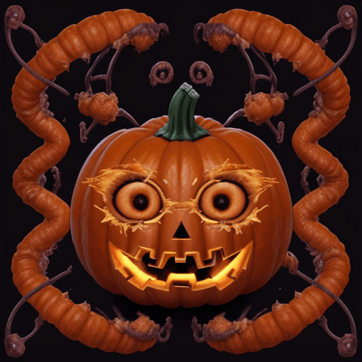 AI generated: Imagine a surreal and nightmarish Halloween pumpkin face inspired by the works of Salvador Dali, fea...