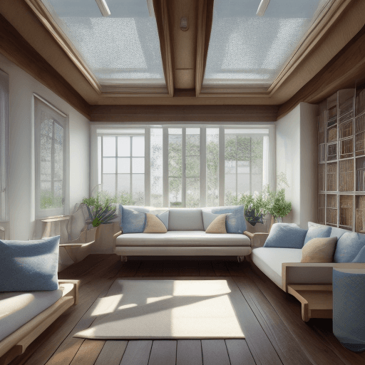 AI generated: High resolution photography interior design, dreamy sunken living room conversation pit, wooden floo...