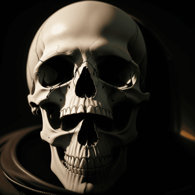 AI generated: human skull, rim light, cinematic  , 4k, hyper realistic, focused, extreme details