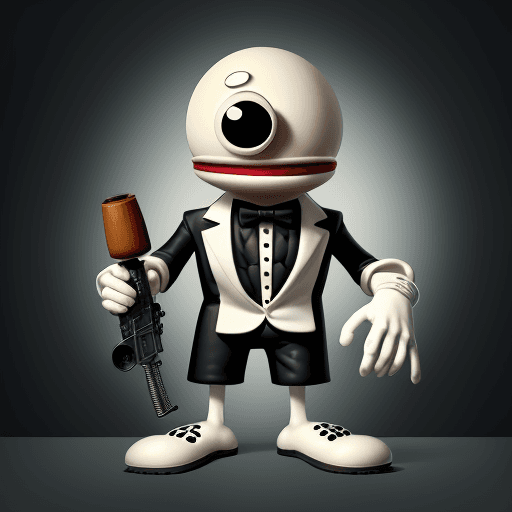 AI generated: a anthropomorph Cereal bowl with cartoon stick legs and arms, White gloves on his hand with 4 finger...