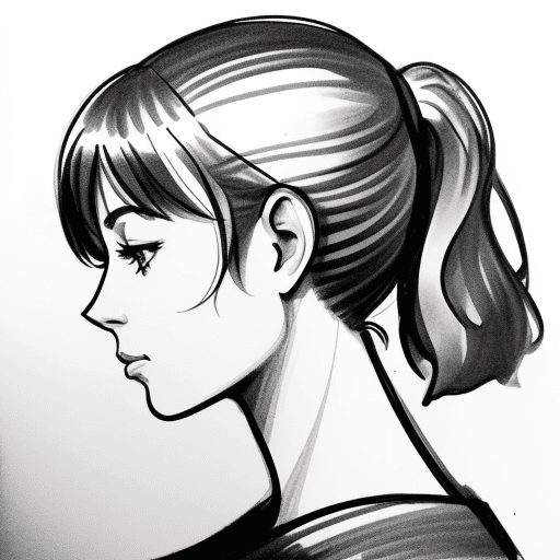 AI generated: example from a how-to-draw book of a head in profile leaning back in stages, only sketches and ink w...