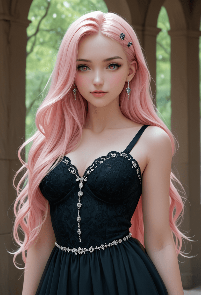 AI generated: a professional photo of the most beautiful girl in the world,with extremely long hair very light red...