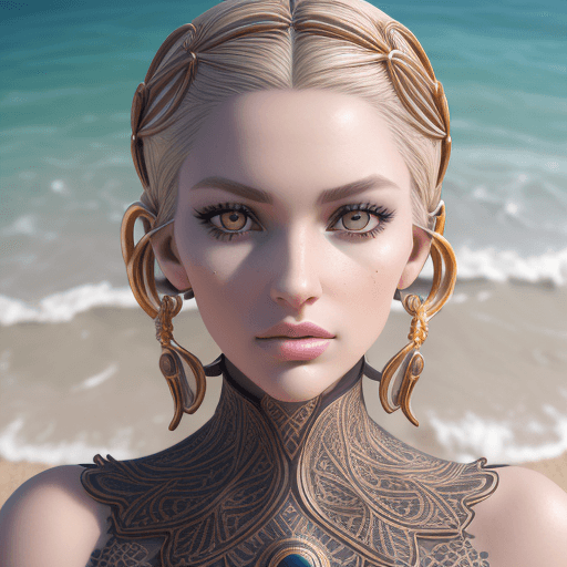 AI generated: Waist high Portrait of an exotic beautiful caucasian woman wearing trendy clothing at a beach, perfe...