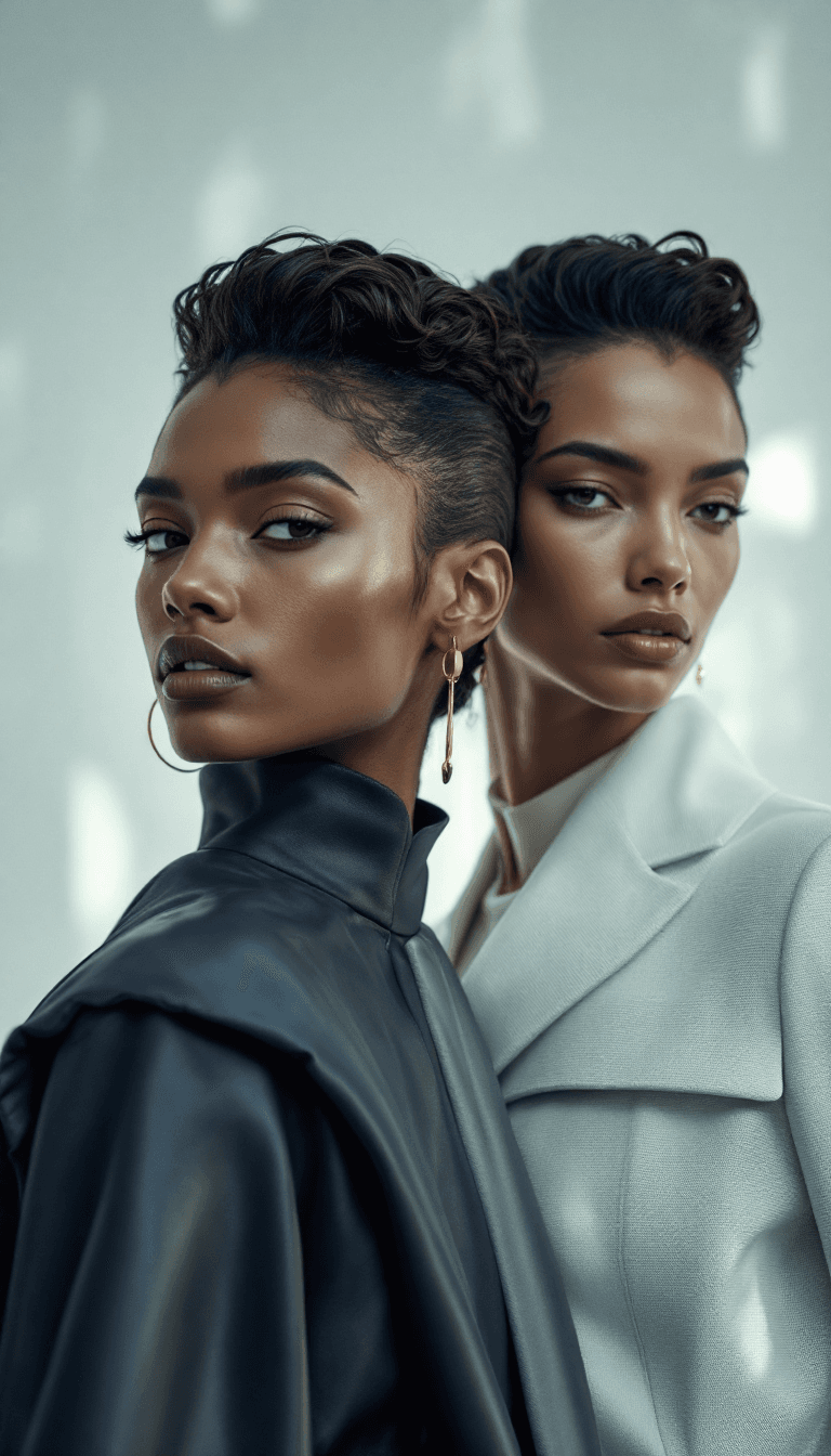 AI generated: crie uma campanha publicitária de roupa, duas modelos, cabelos ruivos e loiros, beleza, Dior, ótima ...