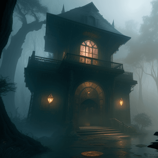 AI generated: A misty lost fantasy library from the outside in magic the gathering art 4k 60fps
