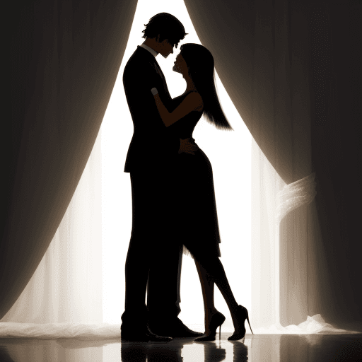 AI generated: This is a silhouette of a woman and a man, both with an athletic figure. These silhouettes of lovers...
