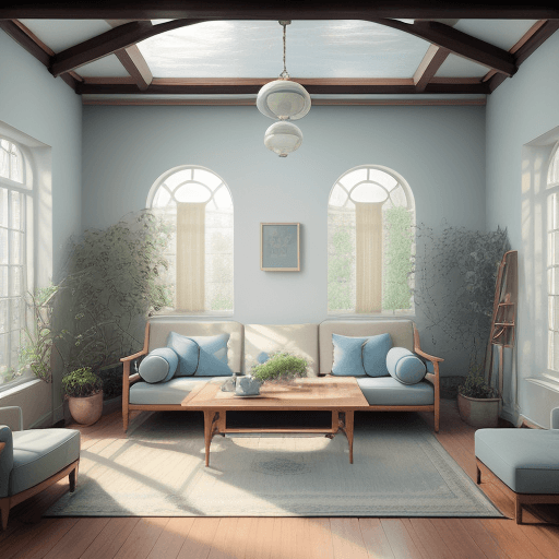 AI generated: High resolution photography interior design, dreamy sunken living room conversation pit, wooden floo...