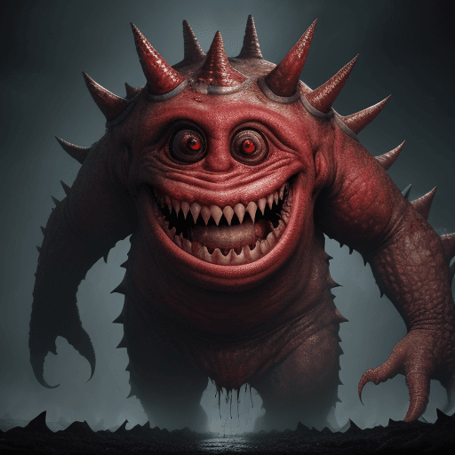 AI generated:  high quality foto of a big bloody monster, moster with grimaces and big very long teeth, everywhere...