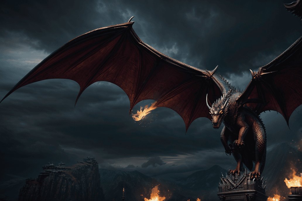 AI generated: dragon game of throne, large wings, dramatic lighting, hyperrealist, higly detailled, highly realist...