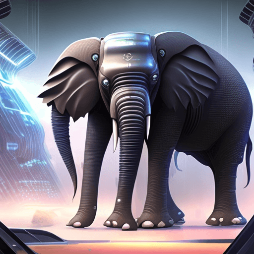 AI generated: sci-fi style, cyber elephant. futuristic, technological, alien worlds, space themes, advanced civili...