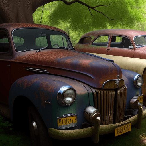 AI generated: old cars in the tree