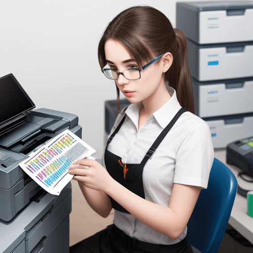 AI generated: technician girl with a printer