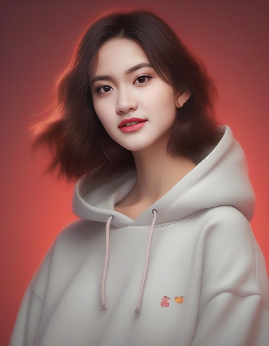 AI generated: 1 girl, beautiful Korean girl, (Cute Loose Bob hair), (wearing a cropped hoodie, capri sweatpants:1....