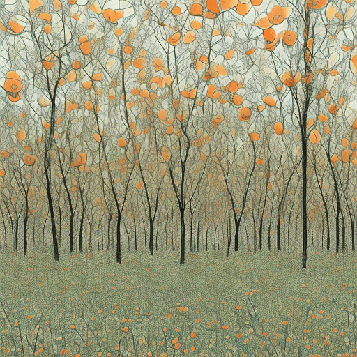 AI generated: A dream of a poppy field with trees looking like a line drawing