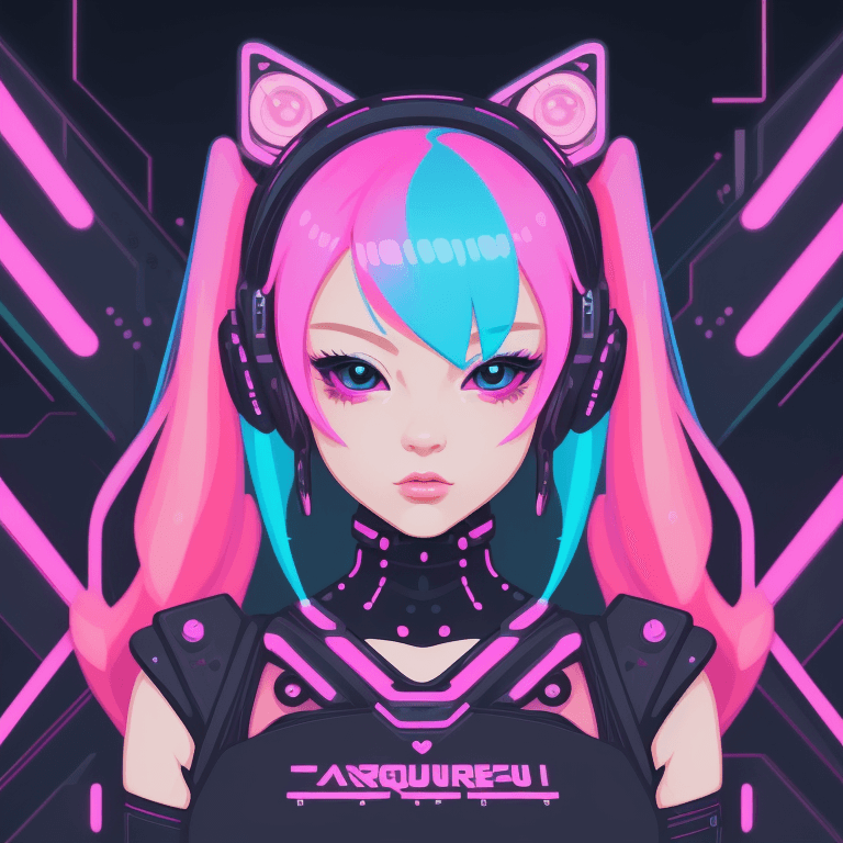 AI generated: an extremely beautiful logo for an online store that sells art. cute cyberpunk kawaii aesthetic. vec...