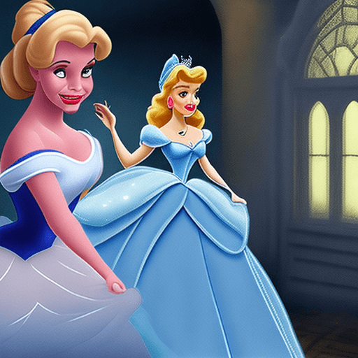 AI generated: disney princess cinderella in horror movie terrible