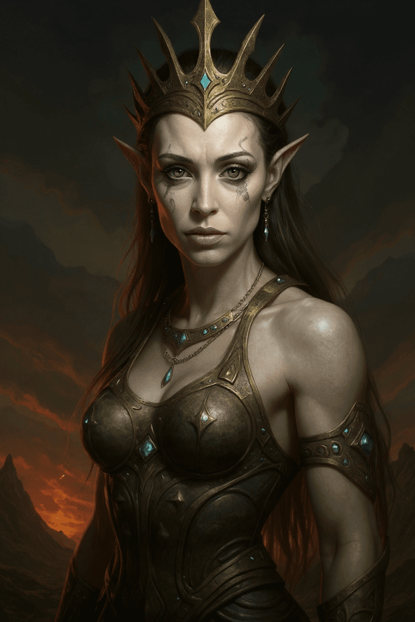 AI generated: ((a portrait)) in the (fantasy style of luis royo and H.R Giger)), of an ancient female ethereal oth...