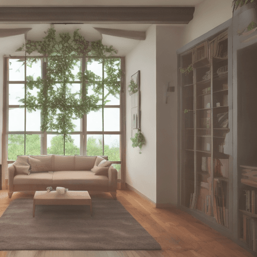 AI generated: High resolution photography interior design, dreamy sunken living room conversation pit, wooden floo...