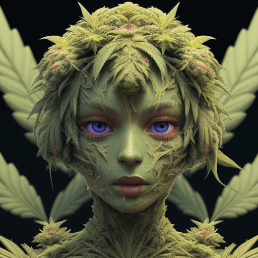 AI generated: high detailed professional upper body photo of android (cannabis) (weed) looking at viewer, unruly f...