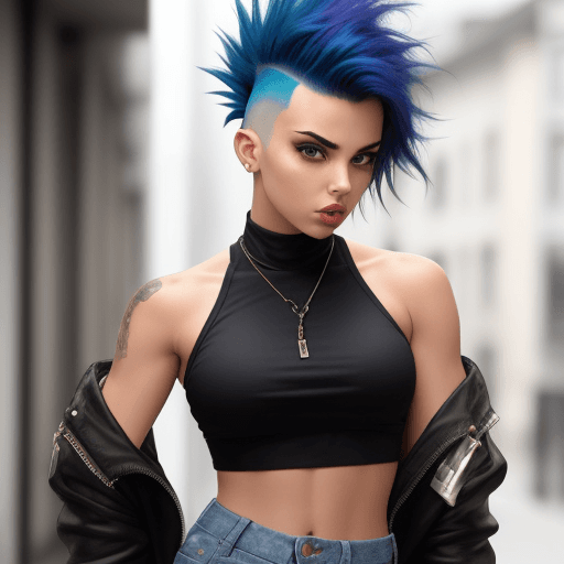 AI generated:  girl with mohawk crop top