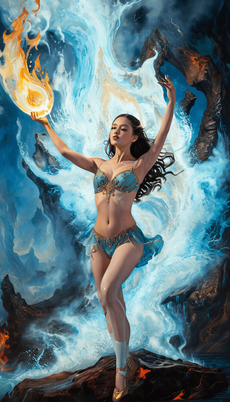 AI generated: OHWX WOMAN, eye contact, A graceful 1girl, her (((navel))) subtly revealed, navel visible, embodies ...